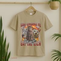 Rage Consumes Me Eat The Rich Feminist Funny Cat Meme T-Shirt thumb 2