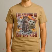 Rage Consumes Me Eat The Rich Feminist Funny Cat Meme T-Shirt thumb 3