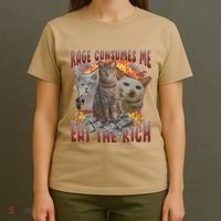 Rage Consumes Me Eat The Rich Feminist Funny Cat Meme T-Shirt thumb 4
