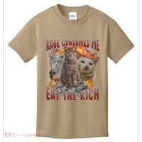 Rage Consumes Me Eat The Rich Feminist Funny Cat Meme Kids T-Shirt thumb 0
