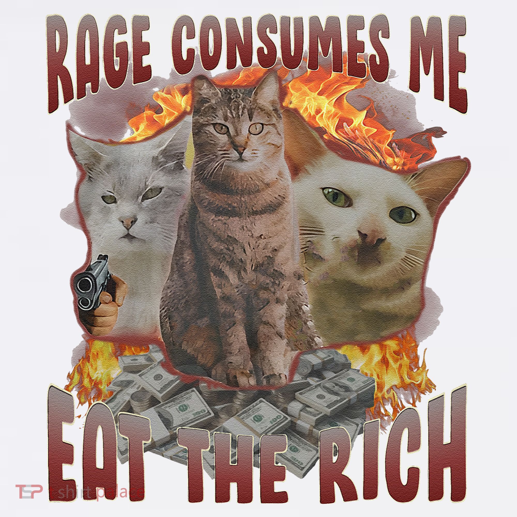 Rage Consumes Me Eat The Rich Feminist Funny Cat Meme Garment-Dyed Sweatshirt
