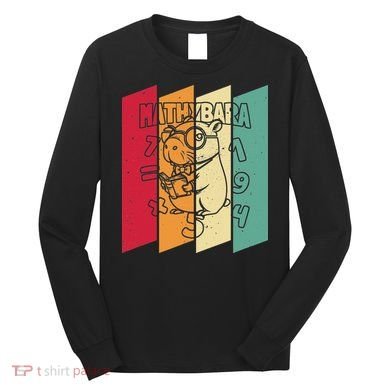 Retro Capybara Math Student Vintage Mathemetician Mathybara Long Sleeve Shirt