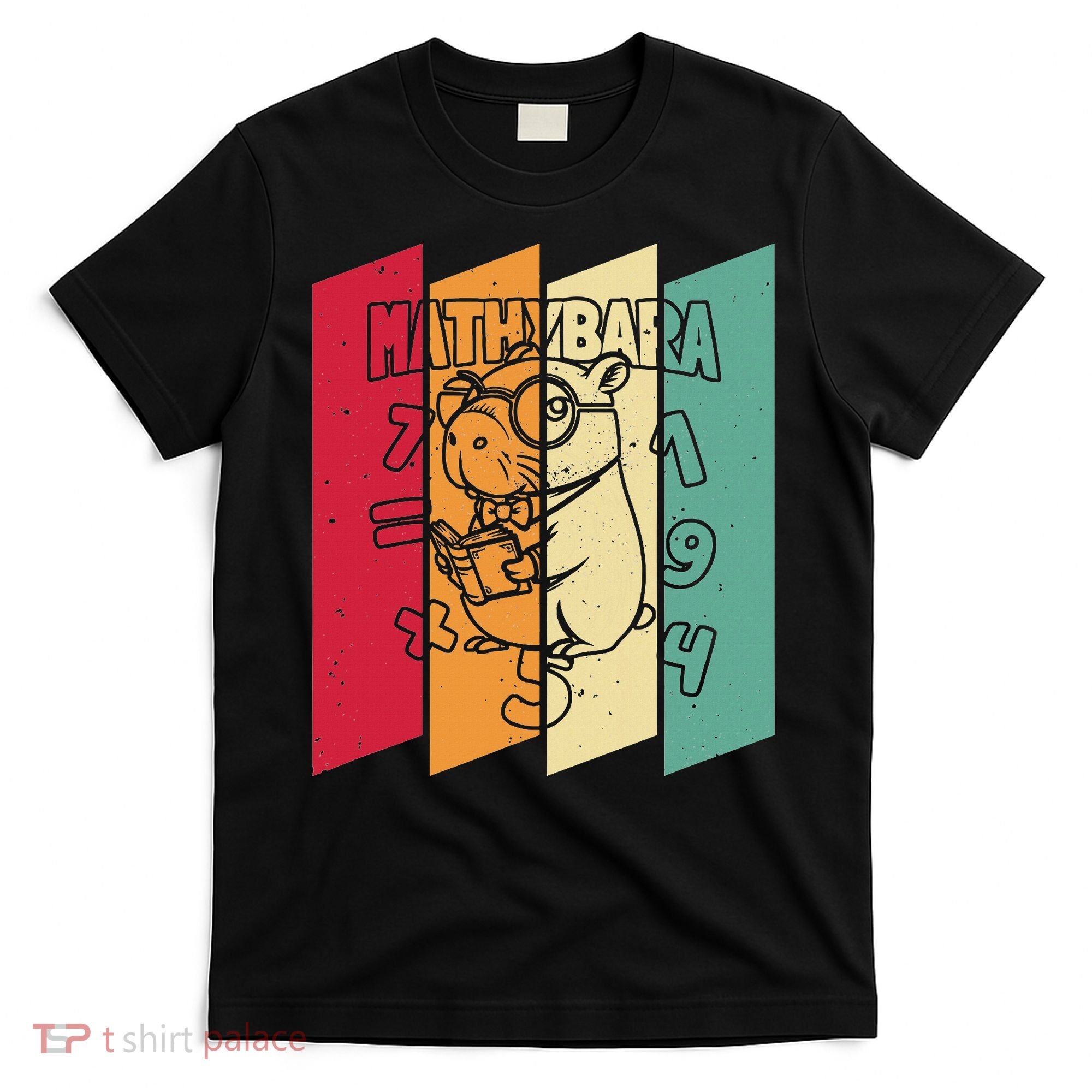 Retro Capybara Math Student Vintage Mathemetician Mathybara T-Shirt