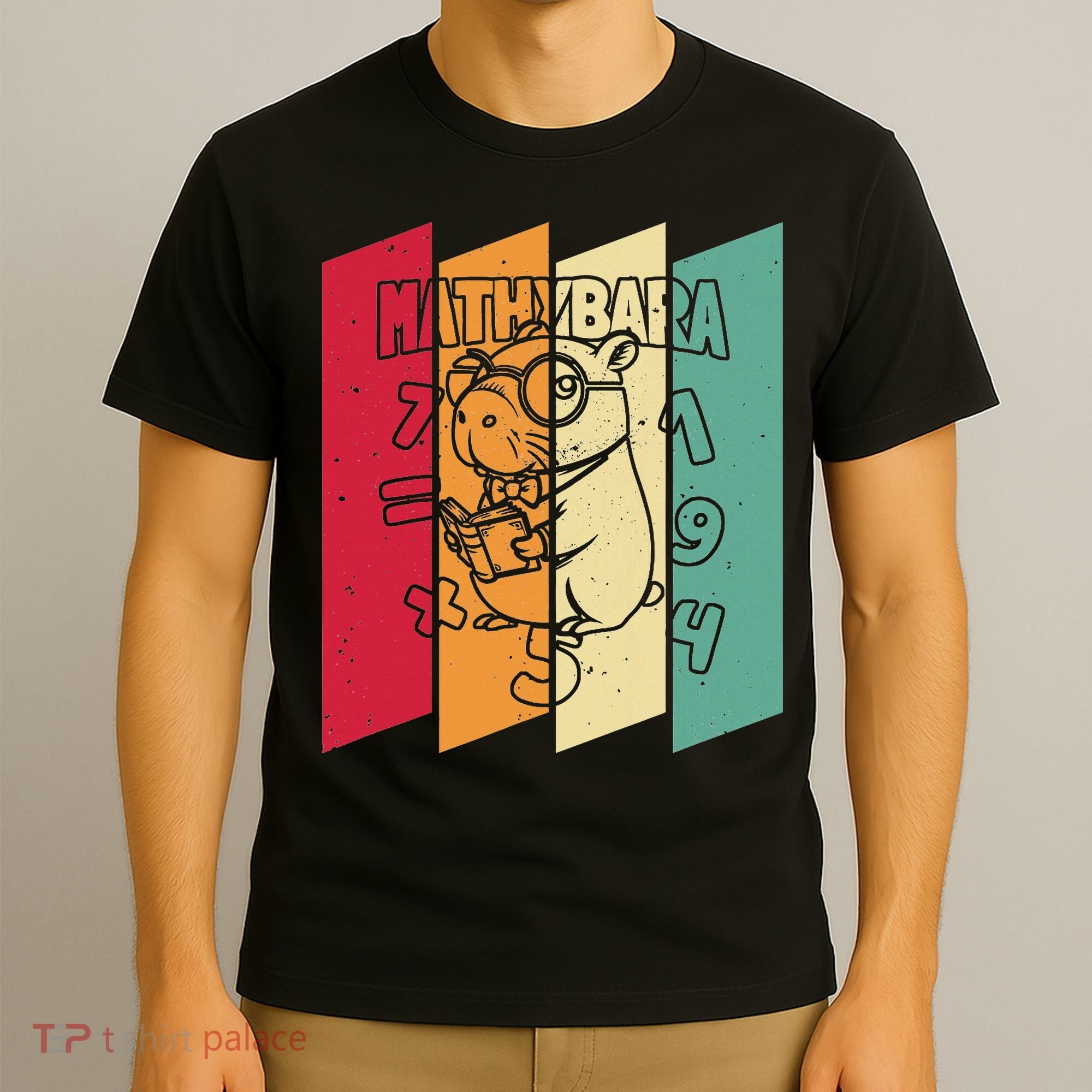 Retro Capybara Math Student Vintage Mathemetician Mathybara T-Shirt