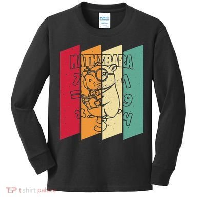Retro Capybara Math Student Vintage Mathemetician Mathybara Kids Long Sleeve Shirt