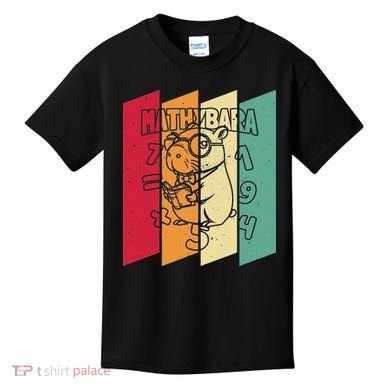Retro Capybara Math Student Vintage Mathemetician Mathybara Kids T-Shirt