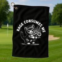 Rage Consumes Me Cat Funny Hilarious Kitten Meme Golf Towel thumb 1