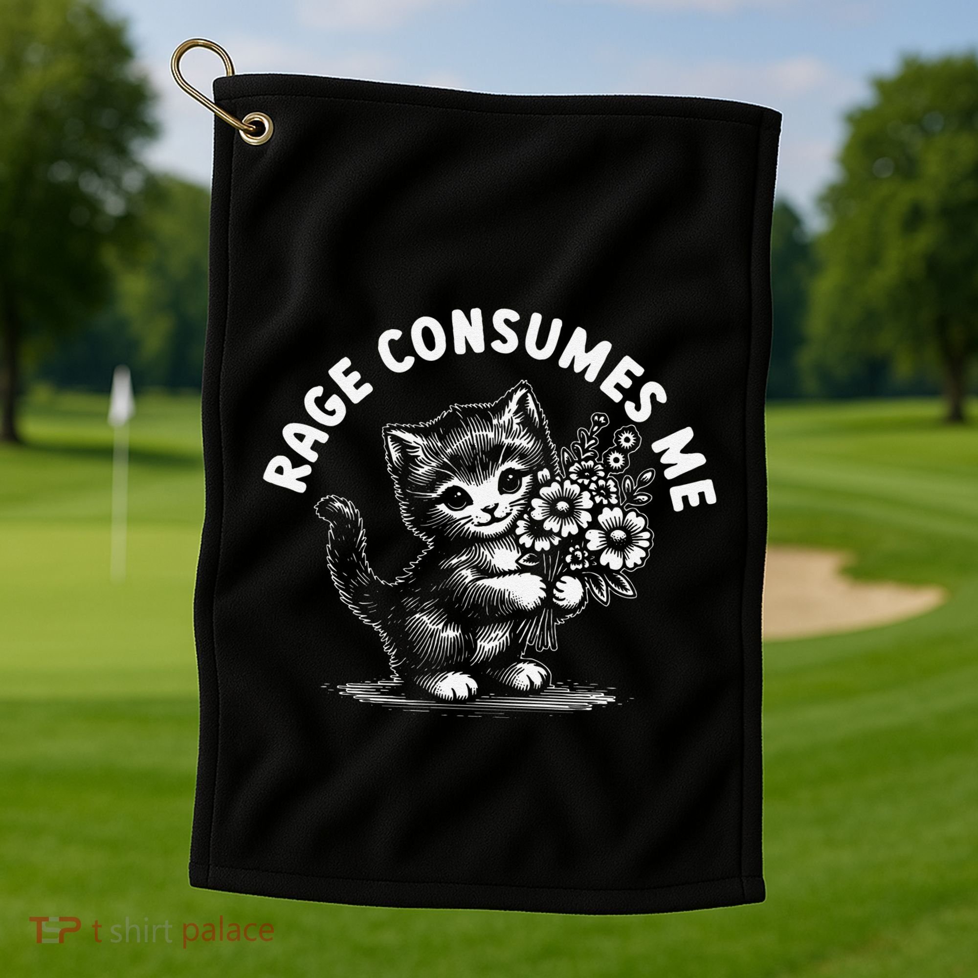 Rage Consumes Me Cat Funny Hilarious Kitten Meme Golf Towel