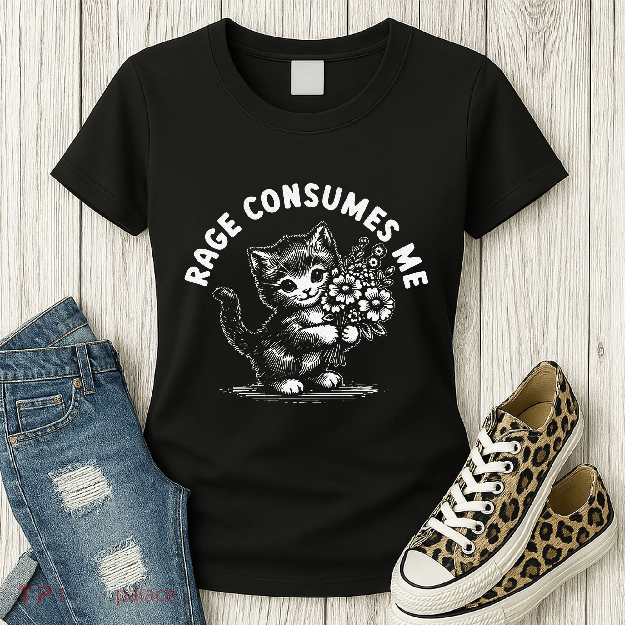Rage Consumes Me Cat Funny Hilarious Kitten Meme Women's T-Shirt