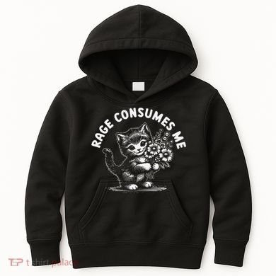 Rage Consumes Me Cat Funny Hilarious Kitten Meme Kids Hoodie