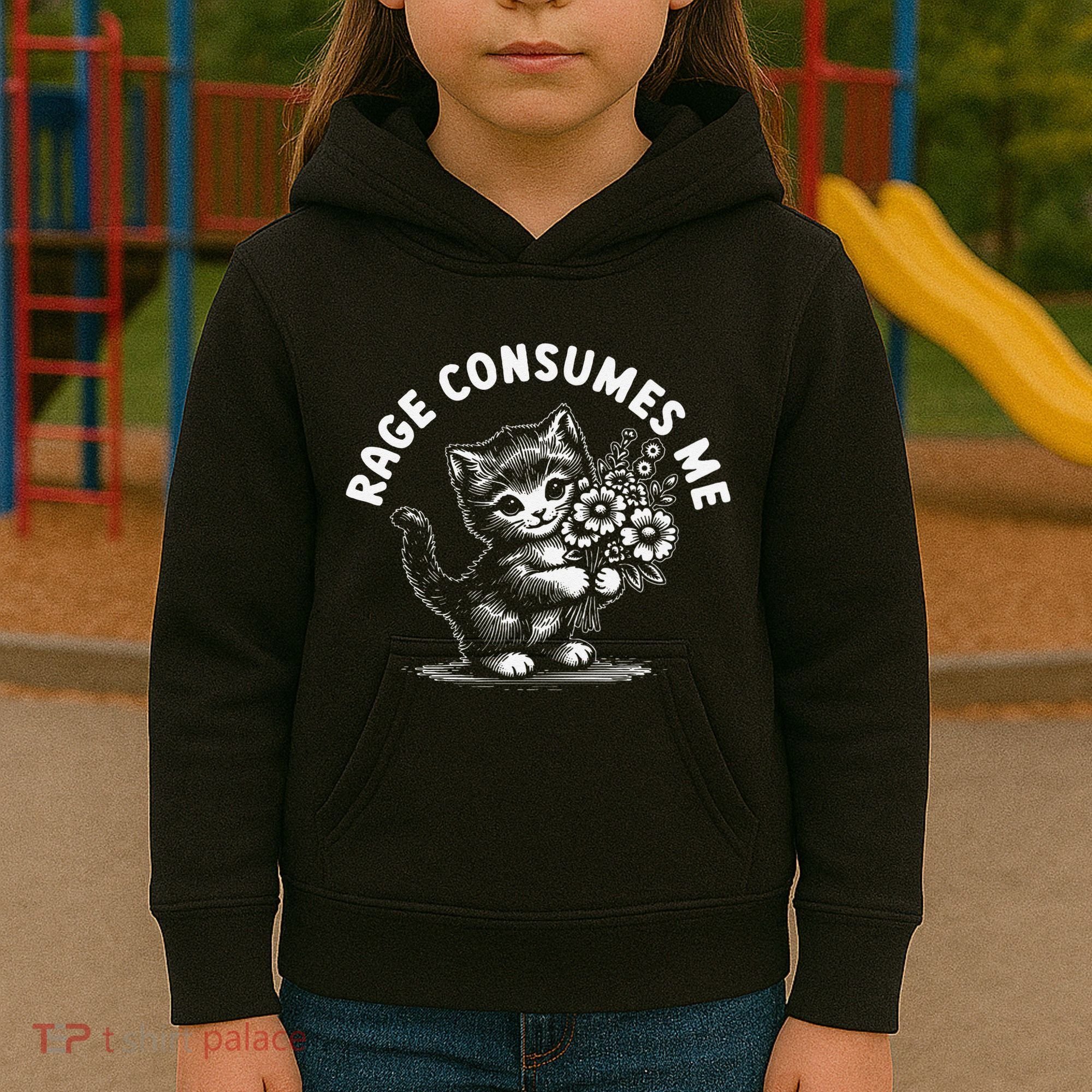 Rage Consumes Me Cat Funny Hilarious Kitten Meme Kids Hoodie