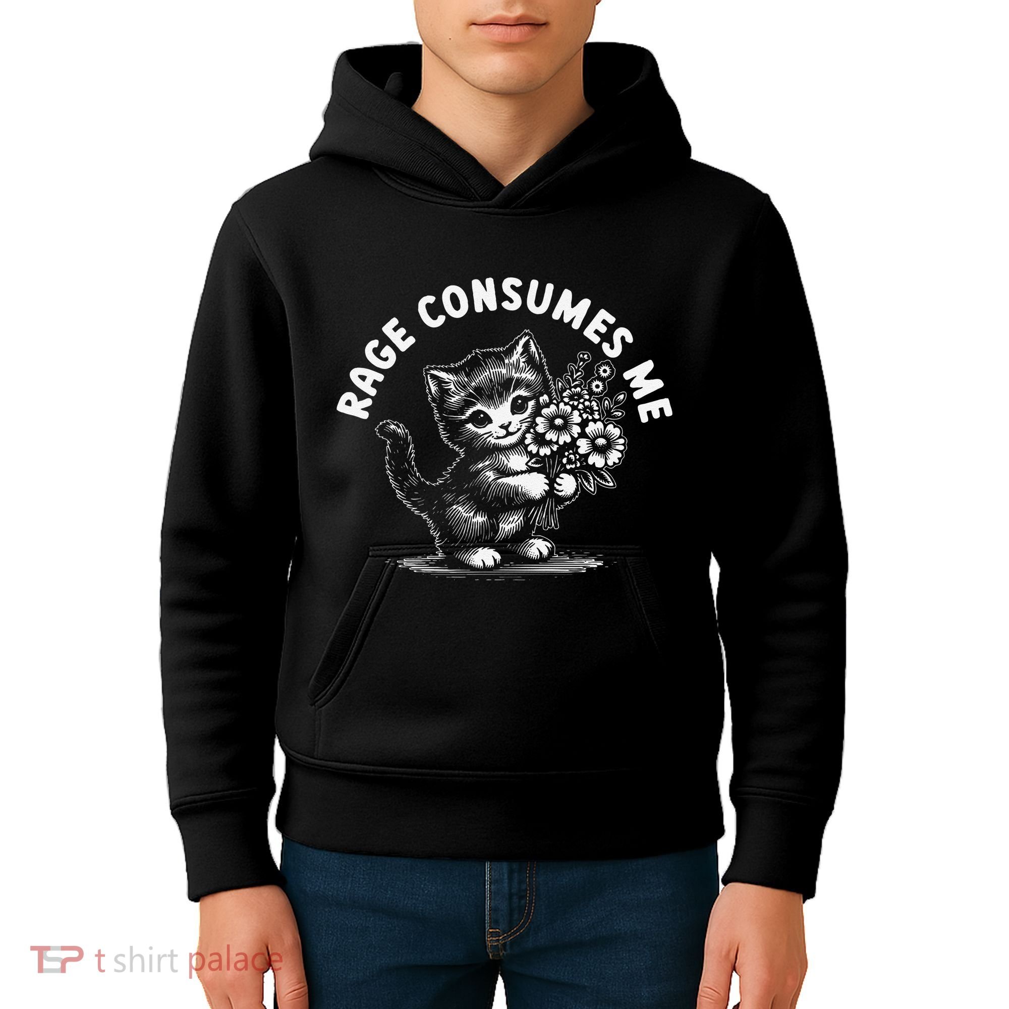 Rage Consumes Me Cat Funny Hilarious Kitten Meme Kids Hoodie