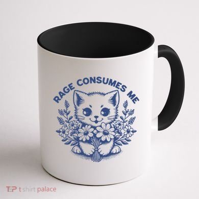Rage Consumes Me Cat Flower Cute Kitty Cat Meme Funny Gift Coffee Mug back