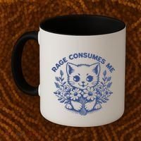 Rage Consumes Me Cat Flower Cute Kitty Cat Meme Funny Gift Coffee Mug thumb 2