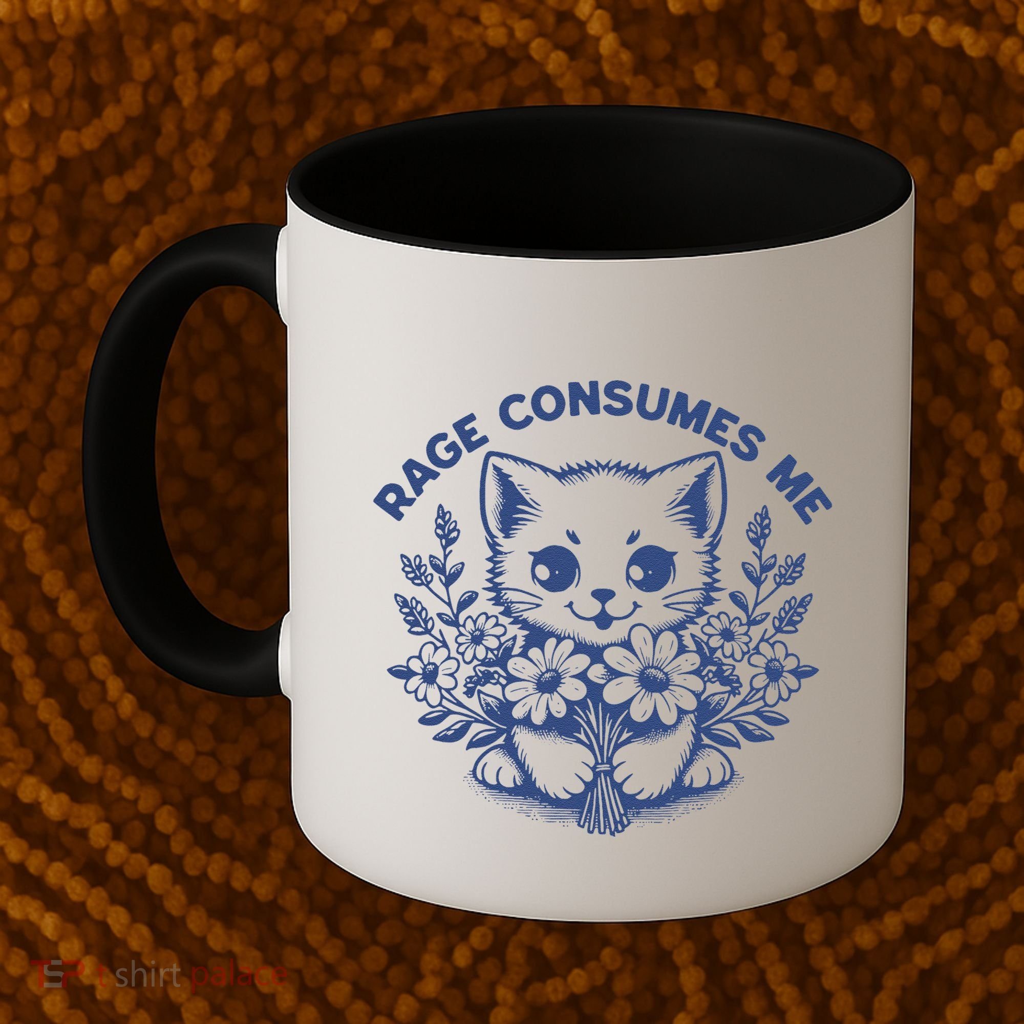 Rage Consumes Me Cat Flower Cute Kitty Cat Meme Funny Gift Coffee Mug