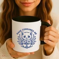 Rage Consumes Me Cat Flower Cute Kitty Cat Meme Funny Gift Coffee Mug thumb 3