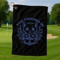 Rage Consumes Me Cat Flower Cute Kitty Cat Meme Funny Gift Golf Towel thumb 1