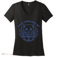 Rage Consumes Me Cat Flower Cute Kitty Cat Meme Funny Gift Women's V-Neck T-Shirt thumb 0