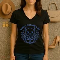 Rage Consumes Me Cat Flower Cute Kitty Cat Meme Funny Gift Women's V-Neck T-Shirt thumb 3