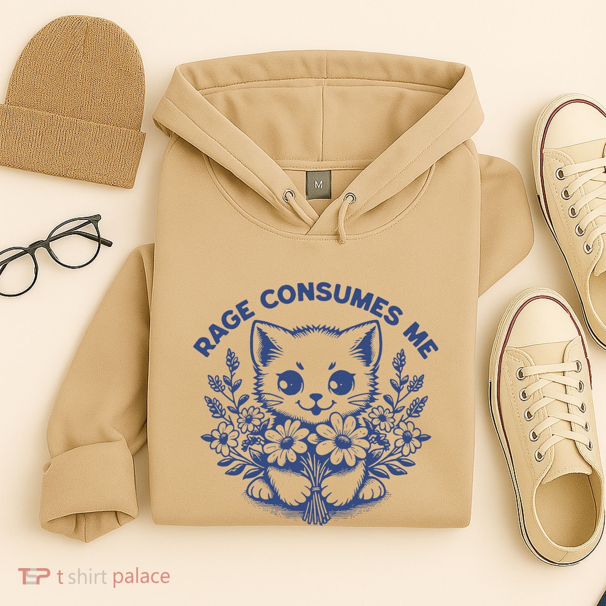Rage Consumes Me Cat Flower Cute Kitty Cat Meme Funny Gift Hoodie