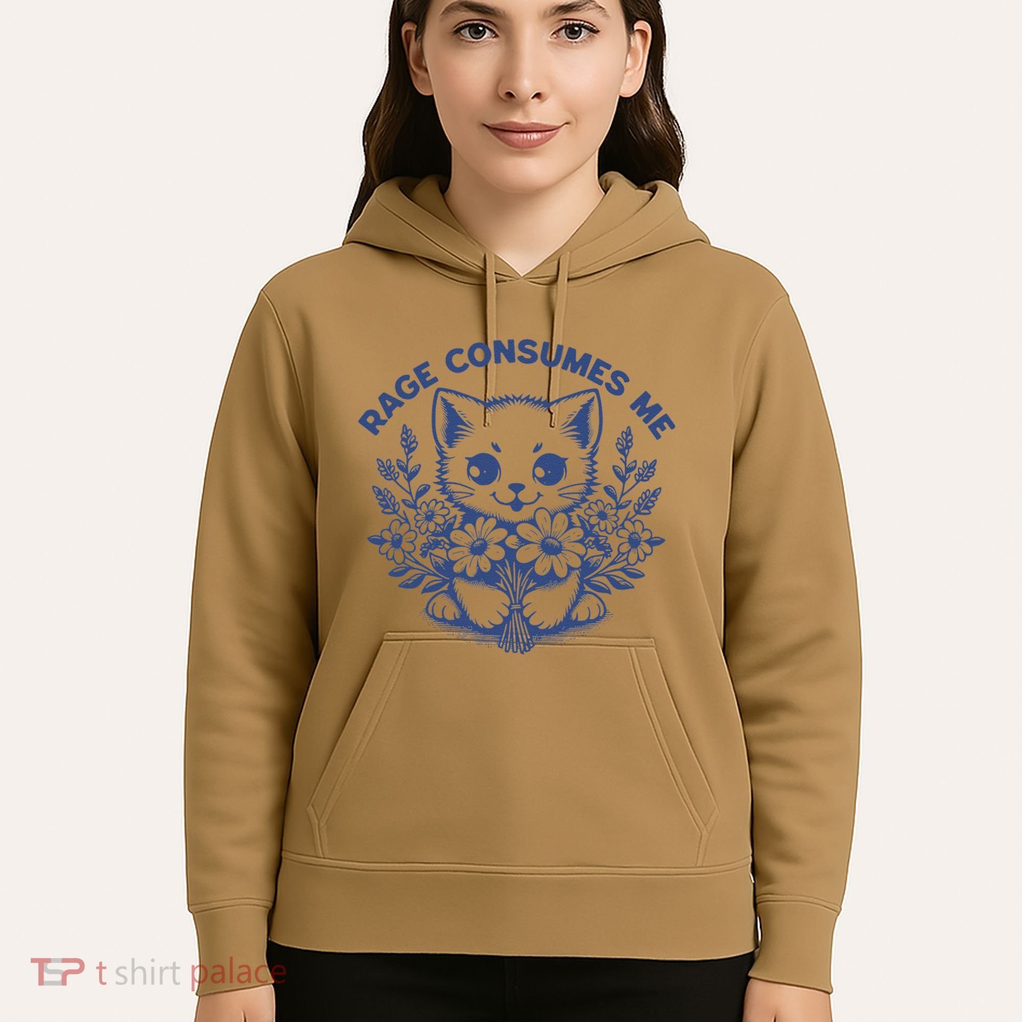 Rage Consumes Me Cat Flower Cute Kitty Cat Meme Funny Gift Hoodie