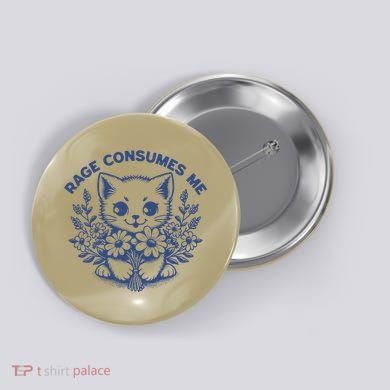 Rage Consumes Me Cat Flower Cute Kitty Cat Meme Funny Gift Button