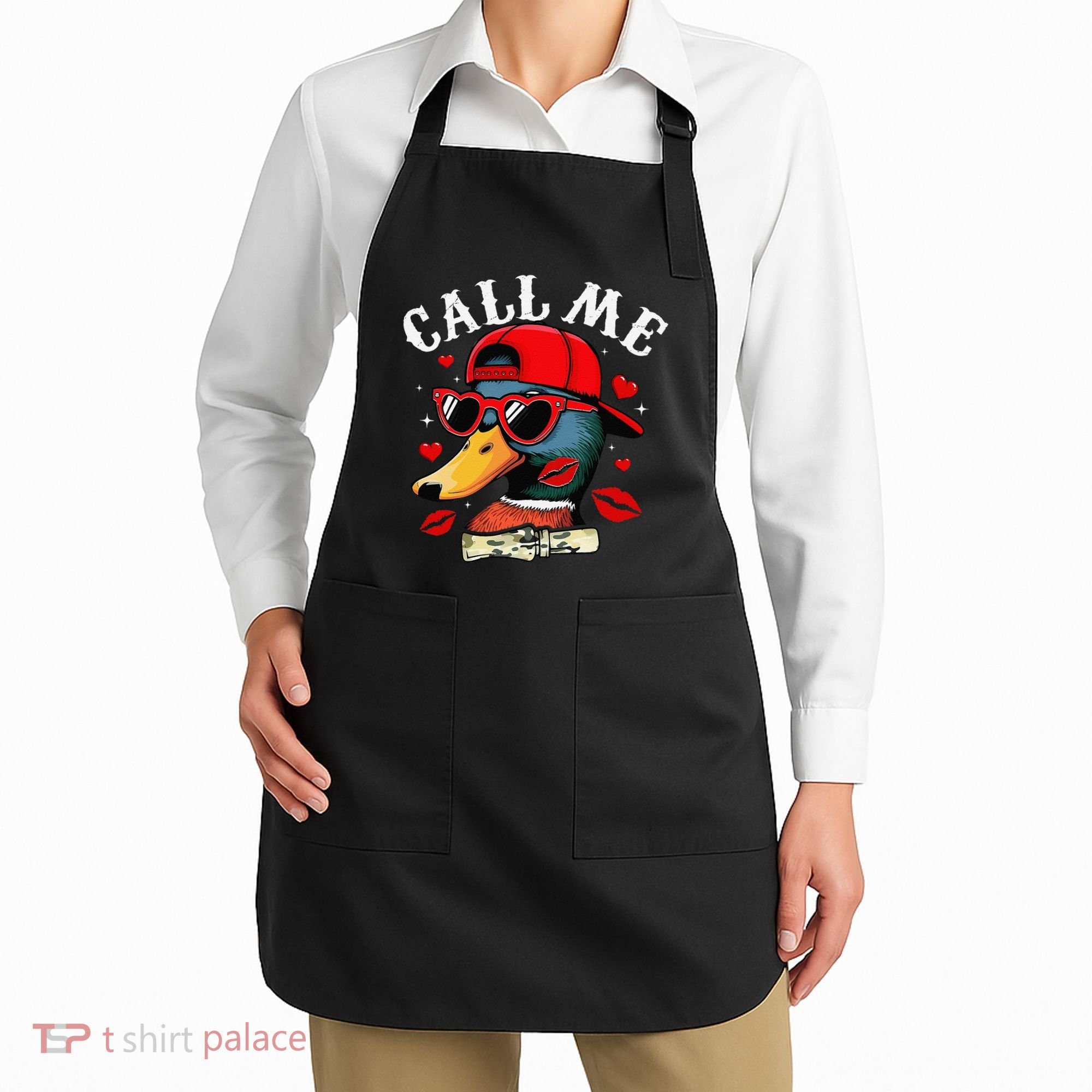 Retro Call Me Valentines Duck Hunting Southern Apron