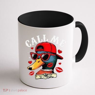Retro Call Me Valentines Duck Hunting Southern Coffee Mug back