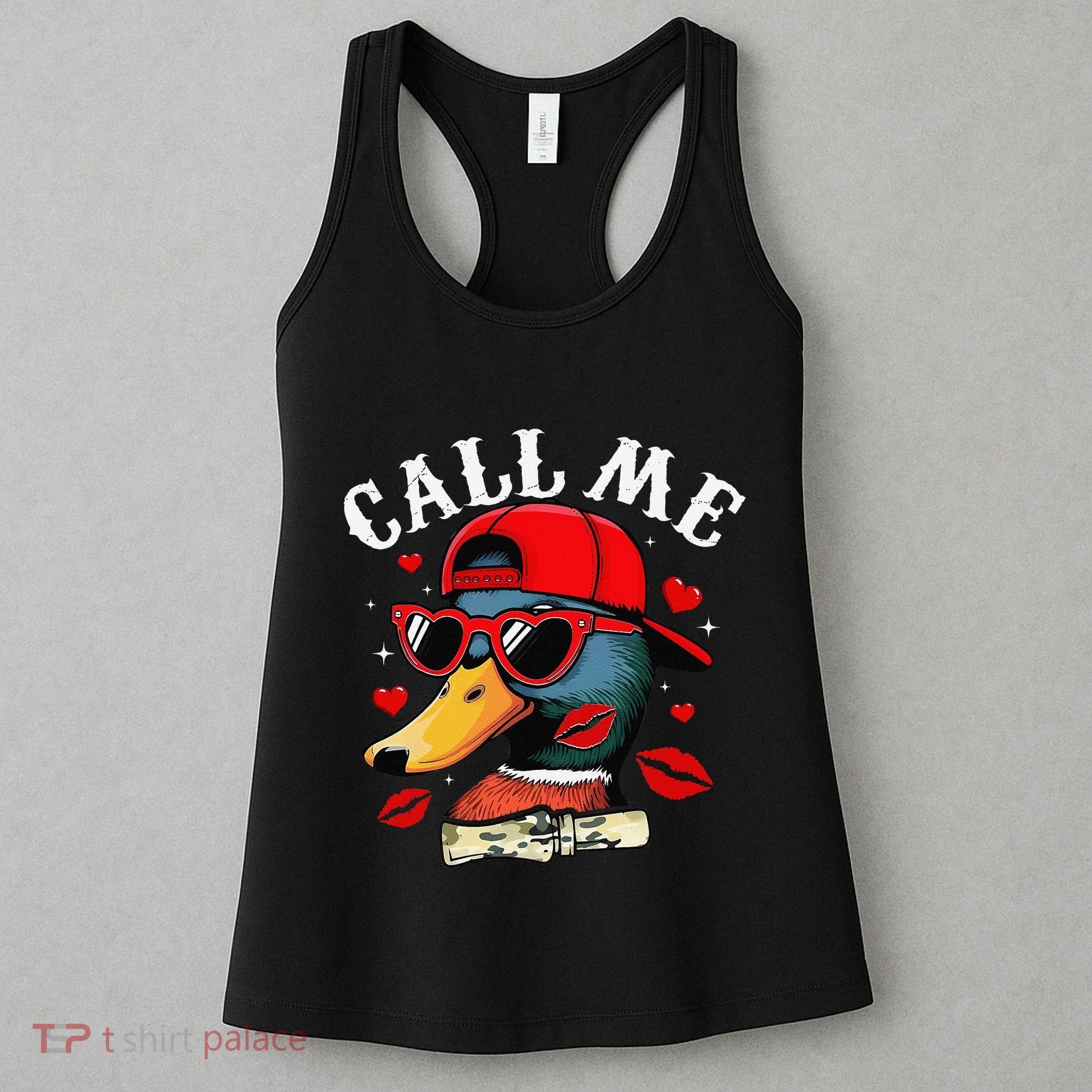 Retro Call Me Valentines Duck Hunting Southern Women's Tank Top
