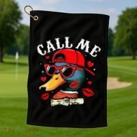 Retro Call Me Valentines Duck Hunting Southern Golf Towel thumb 1
