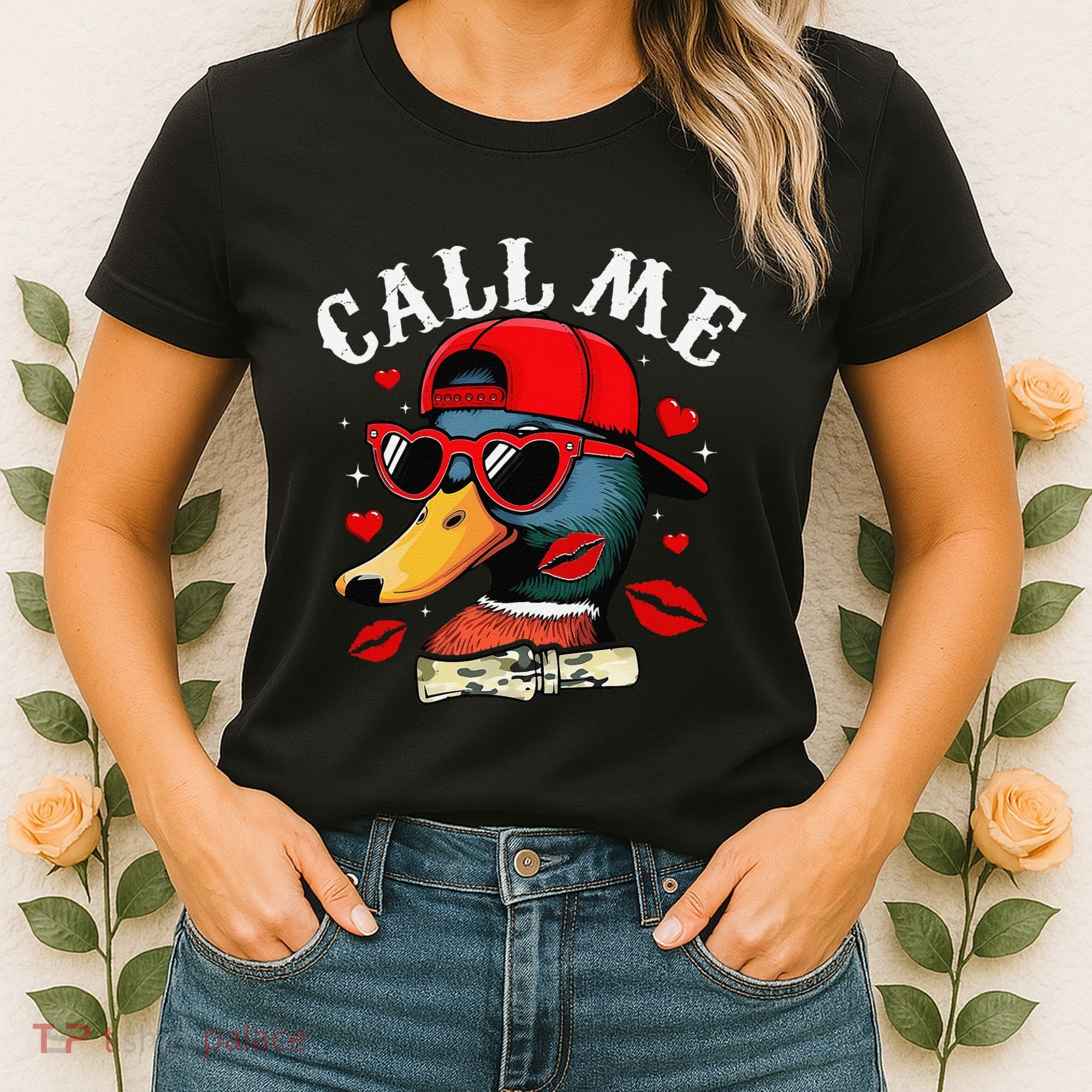 Retro Call Me Valentines Duck Hunting Southern Women's T-Shirt