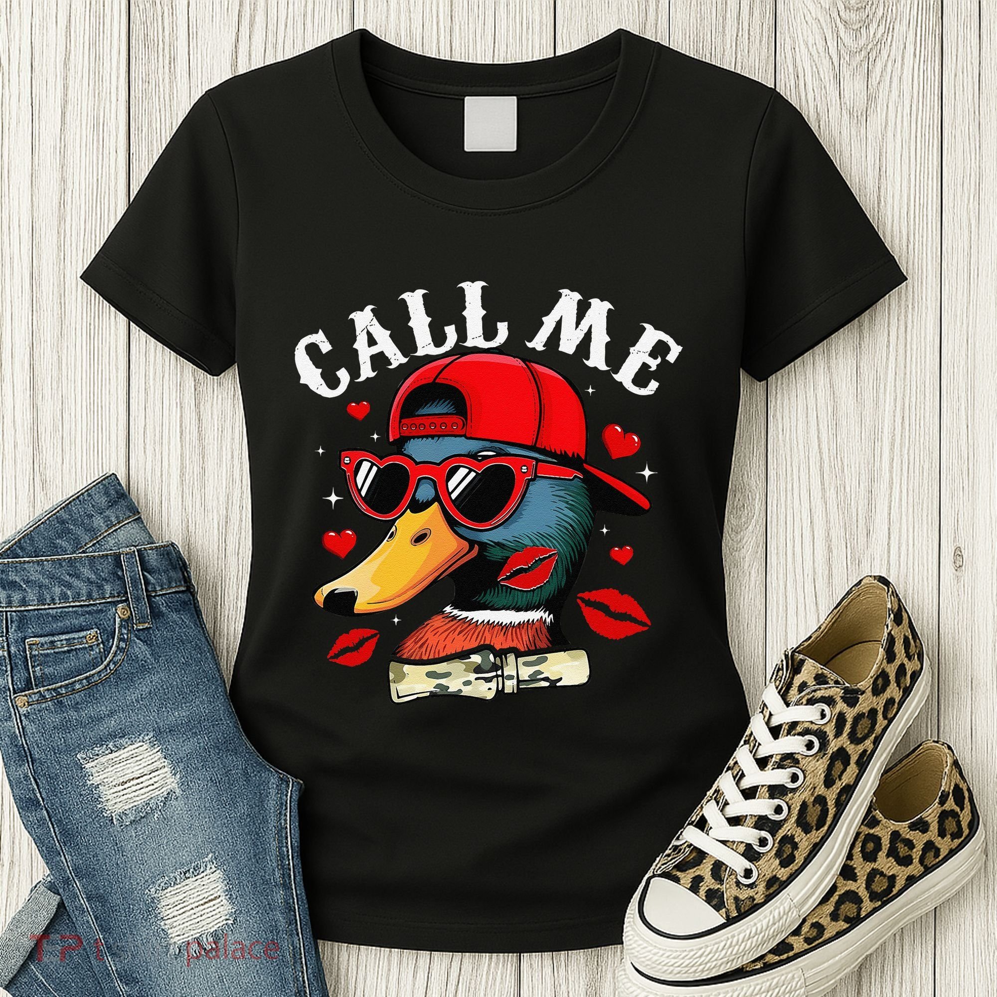 Retro Call Me Valentines Duck Hunting Southern Women's T-Shirt