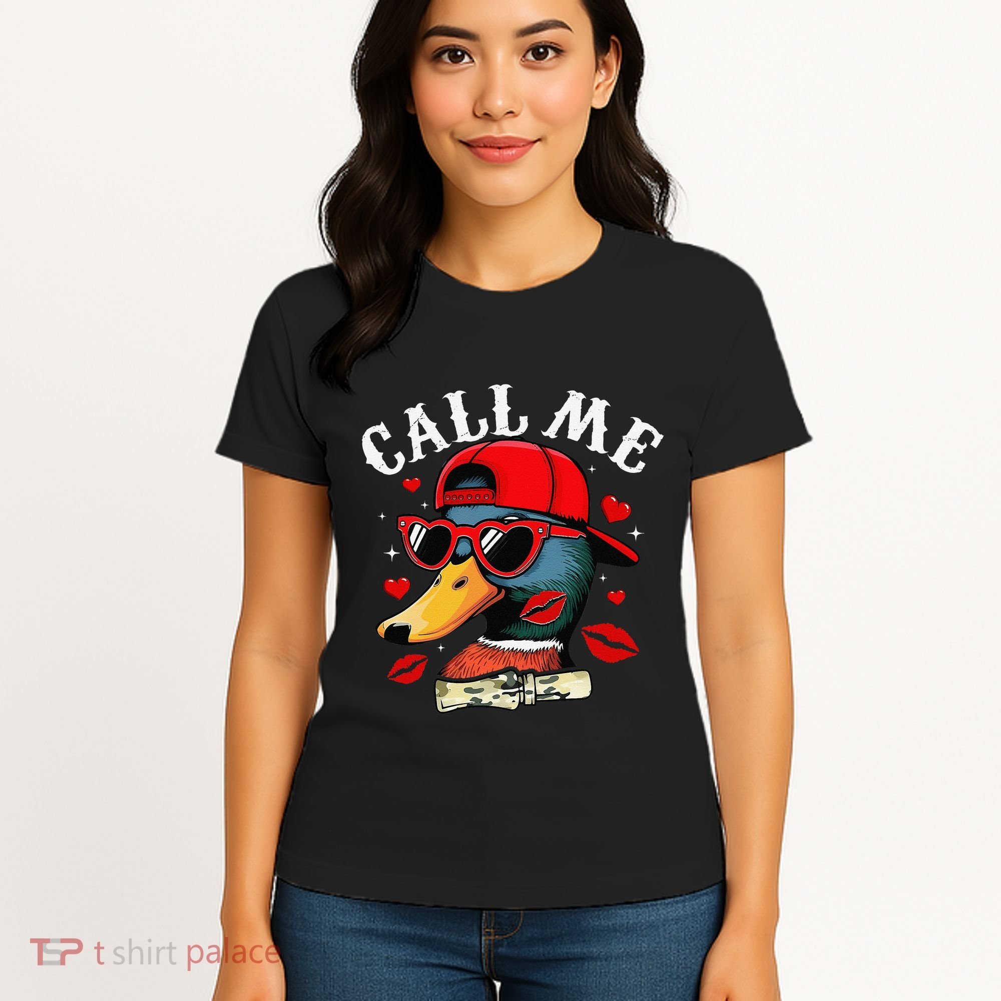 Retro Call Me Valentines Duck Hunting Southern Women's T-Shirt