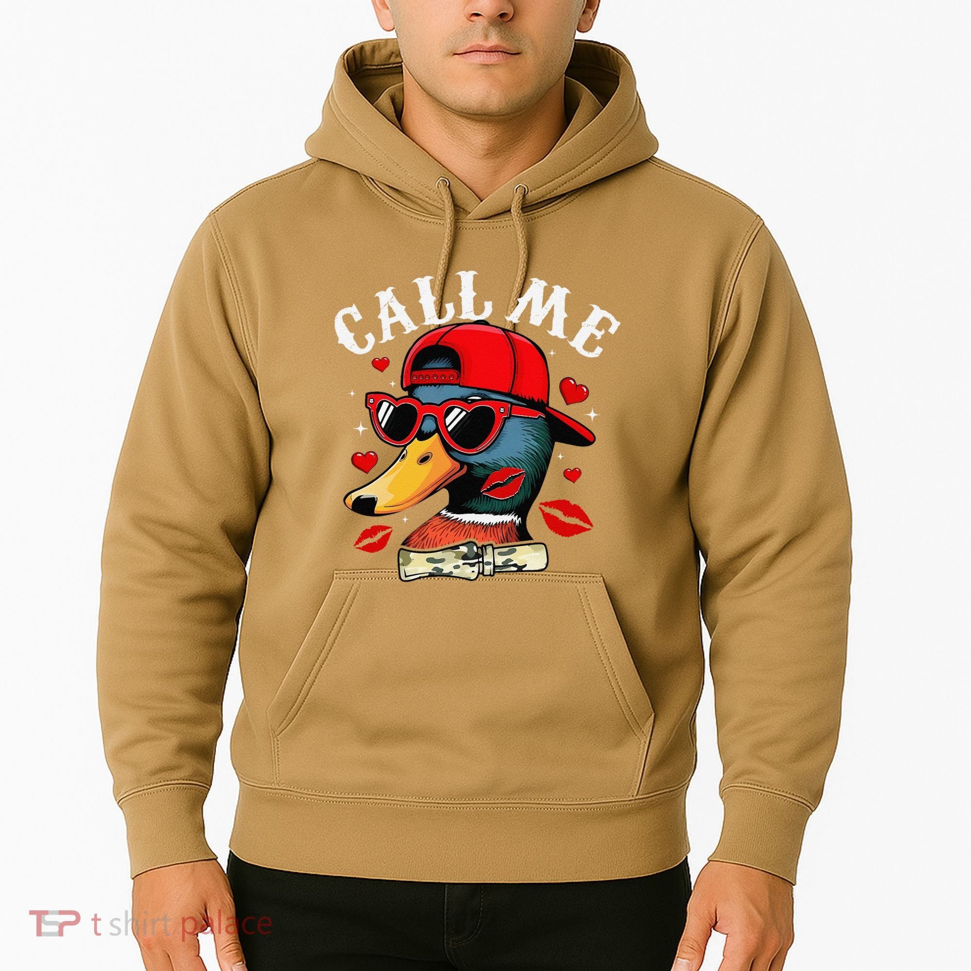 Retro Call Me Valentines Duck Hunting Southern Hoodie