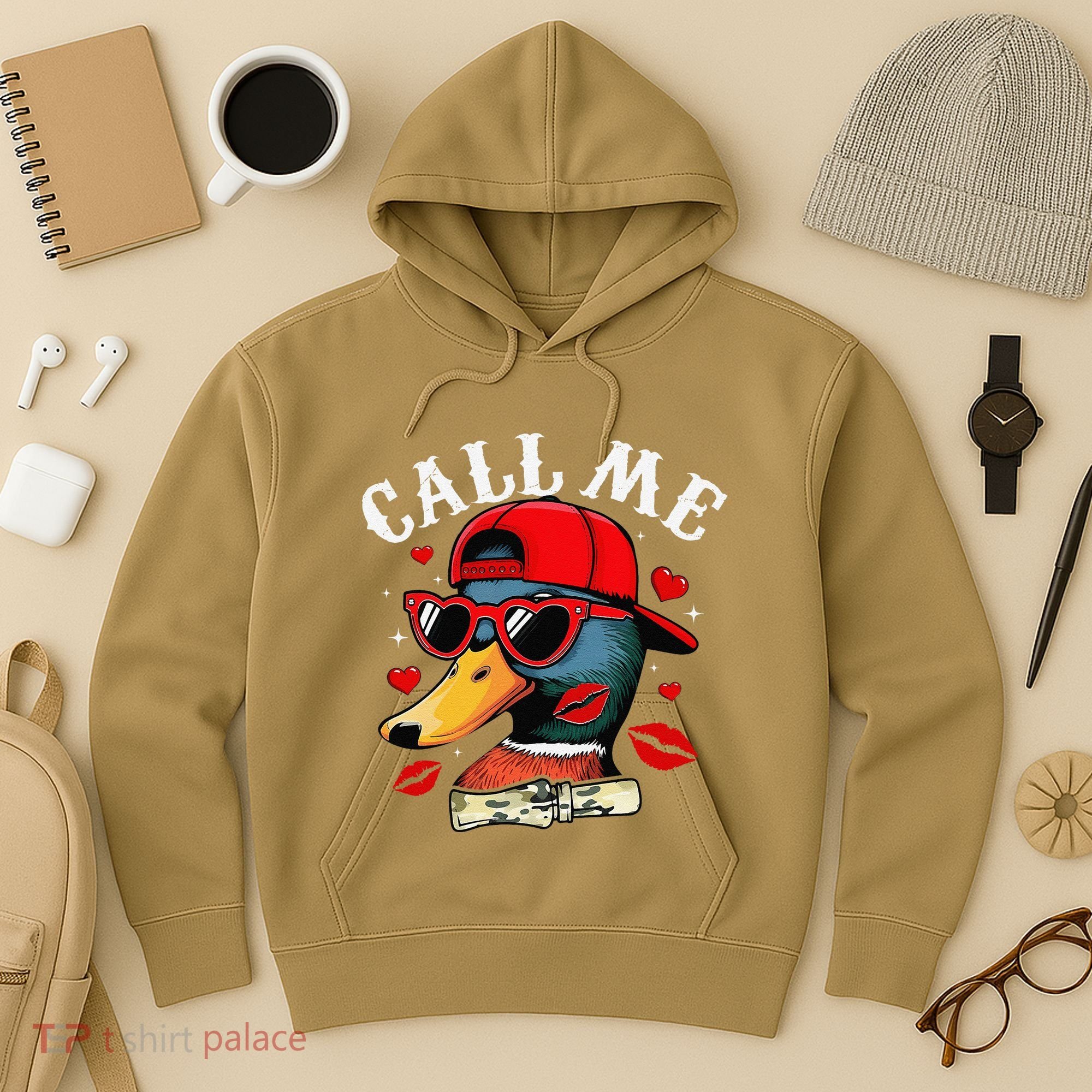 Retro Call Me Valentines Duck Hunting Southern Hoodie