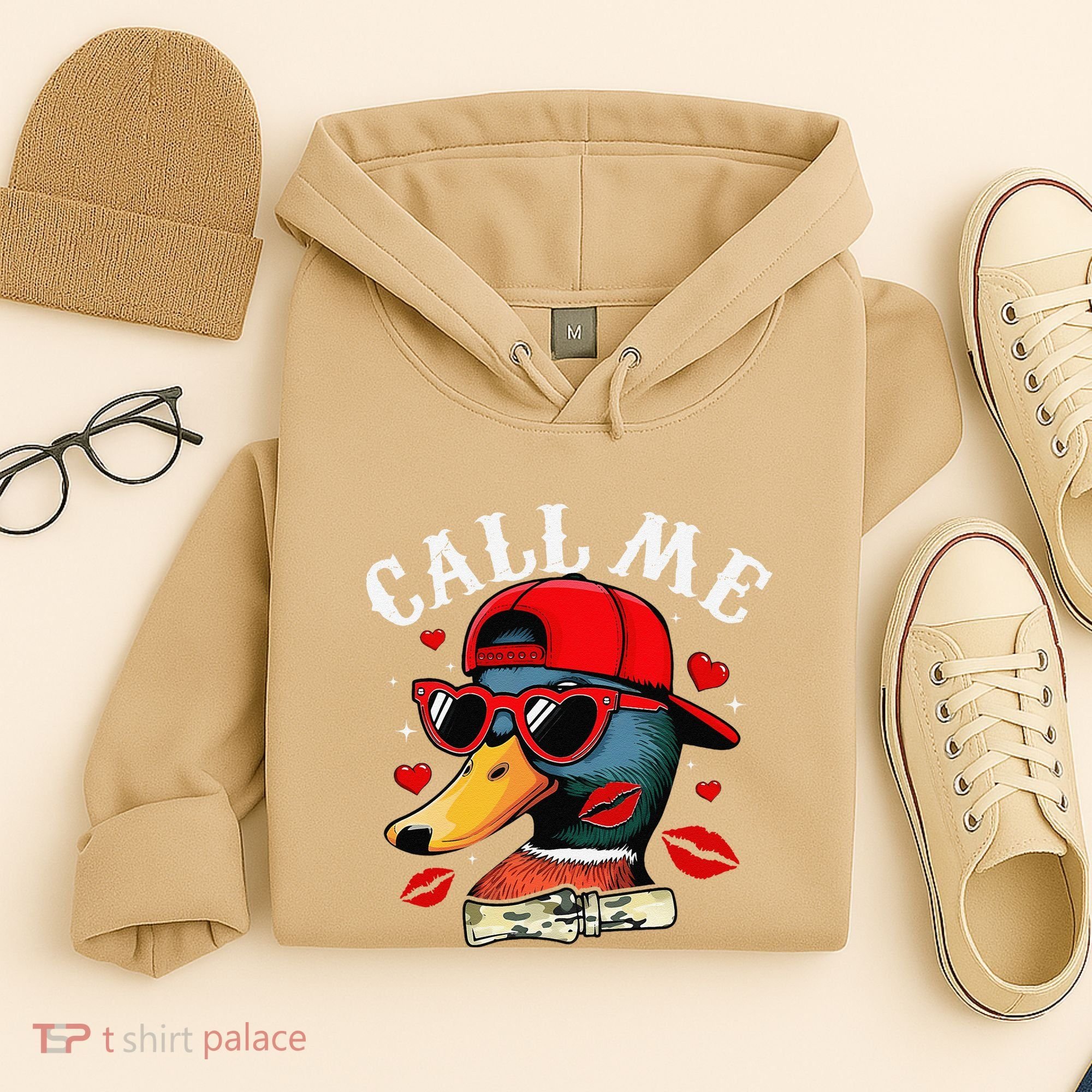 Retro Call Me Valentines Duck Hunting Southern Hoodie