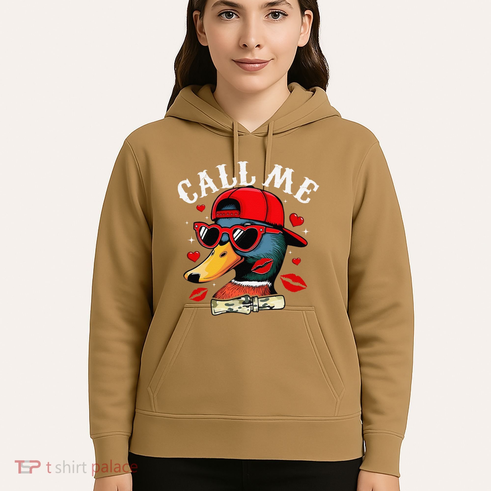 Retro Call Me Valentines Duck Hunting Southern Hoodie
