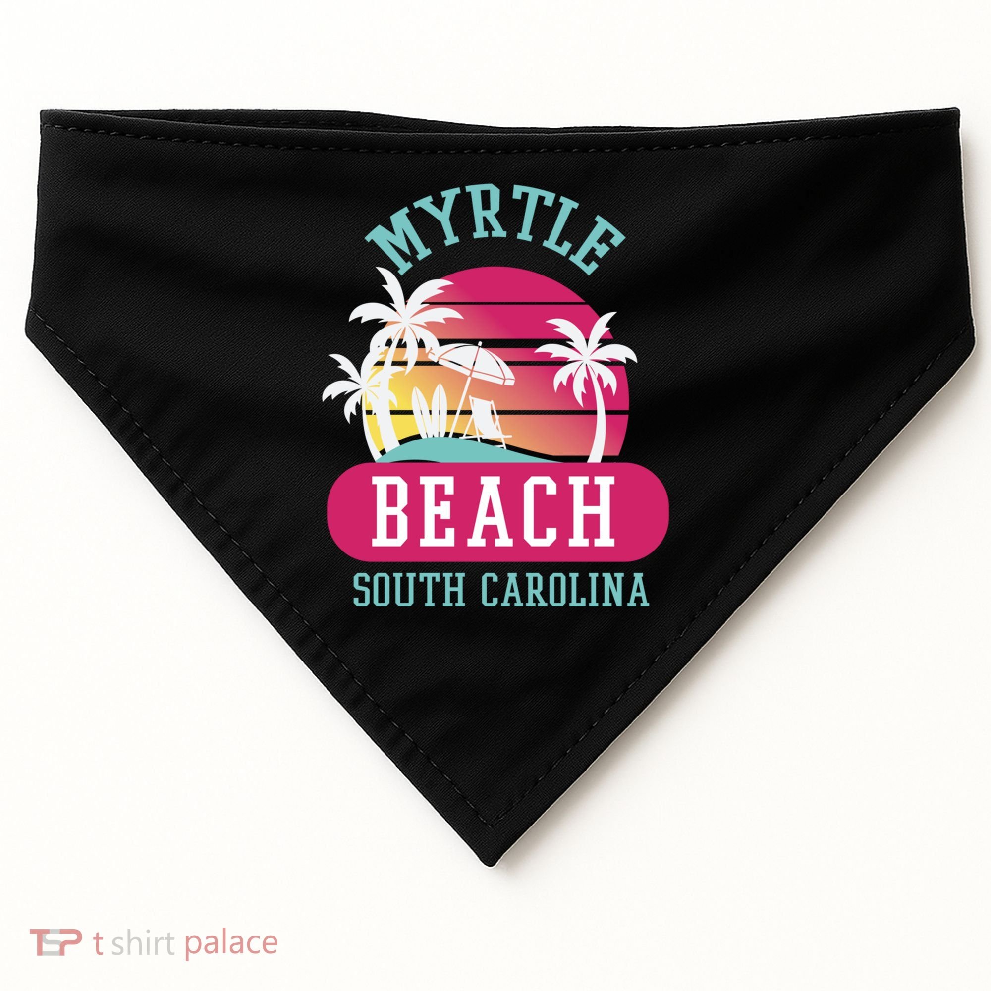 Retro Cool Myrtle Beach Sc Beaches Gift USA-Made Doggie Bandana