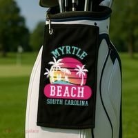 Retro Cool Myrtle Beach Sc Beaches Gift Golf Towel thumb 2