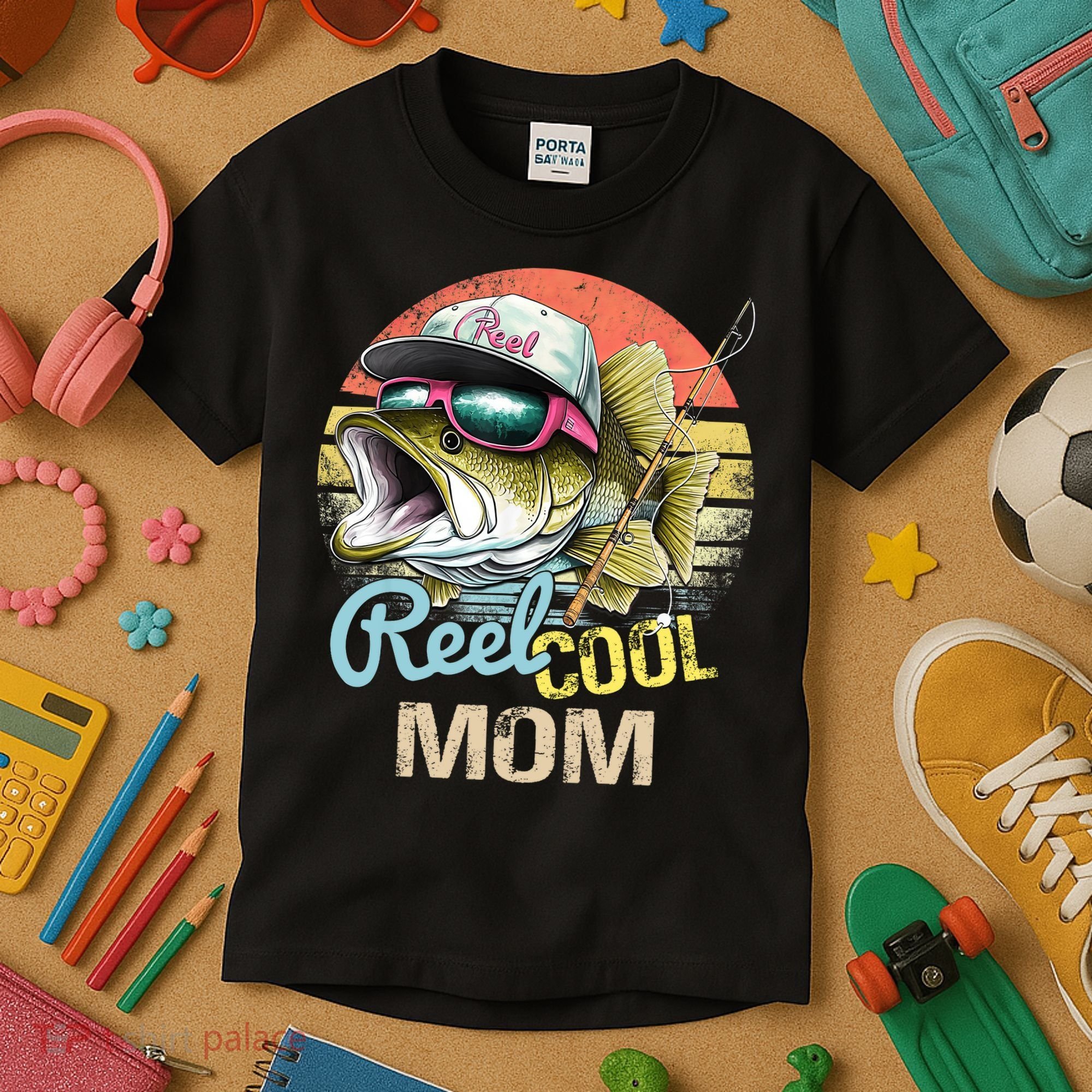 Reel Cool Mom Funny Fishing Quotes For Uncle Kids T-Shirt