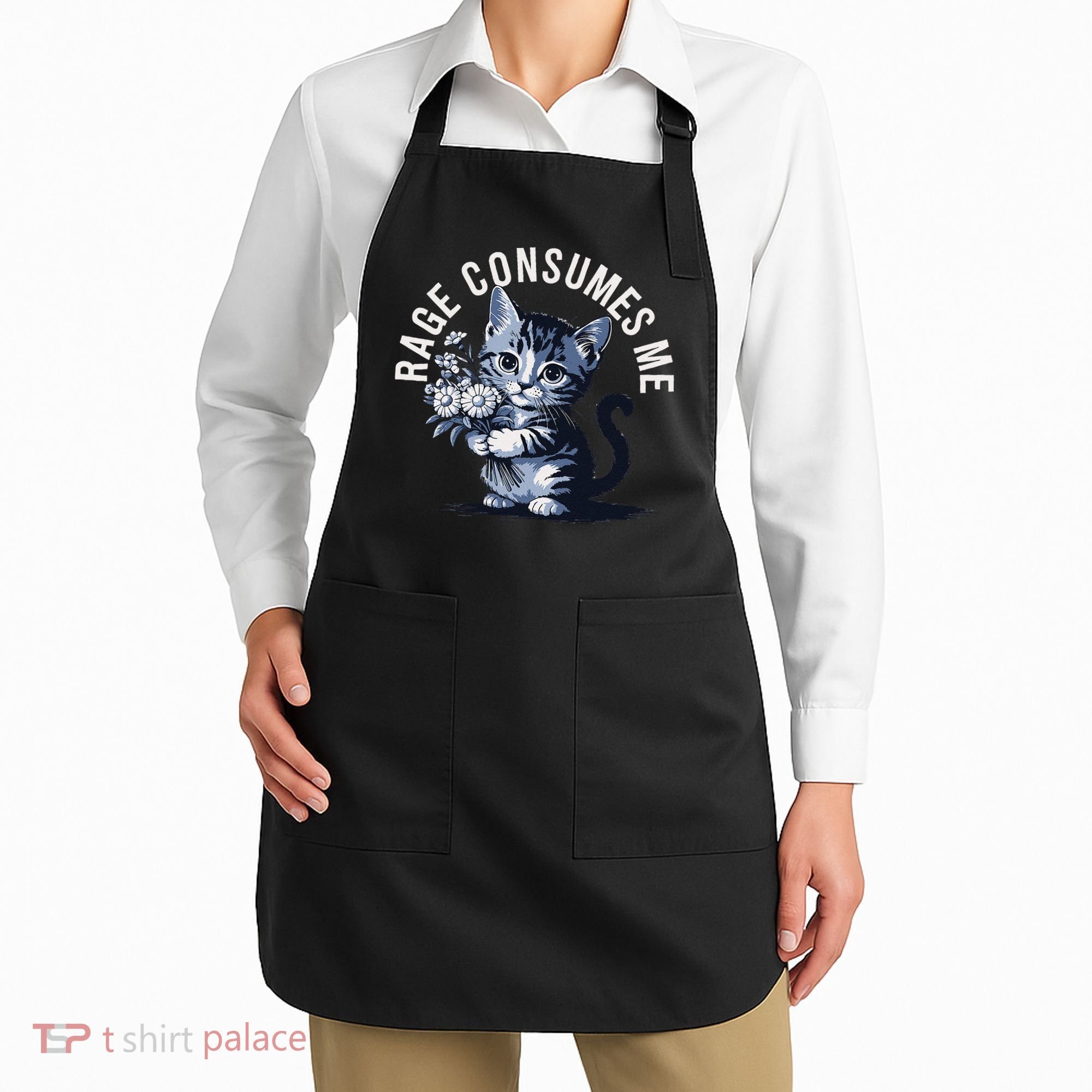 Rage Consumes Me Funny Cat Meme Apron