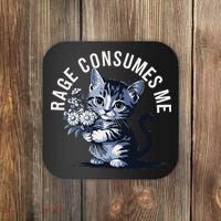 Rage Consumes Me Funny Cat Meme Coaster thumb 0