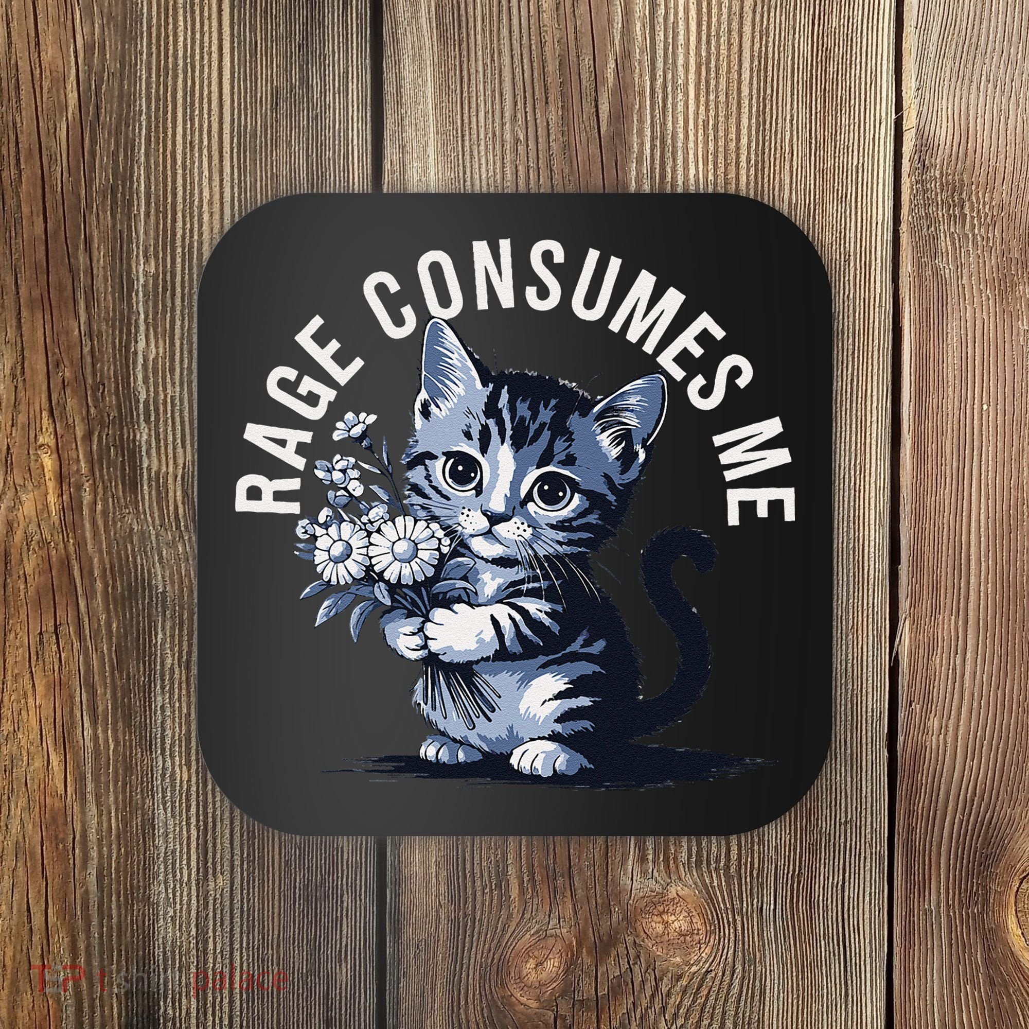 Rage Consumes Me Funny Cat Meme Coaster