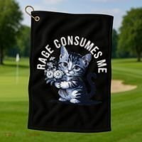 Rage Consumes Me Funny Cat Meme Golf Towel thumb 1