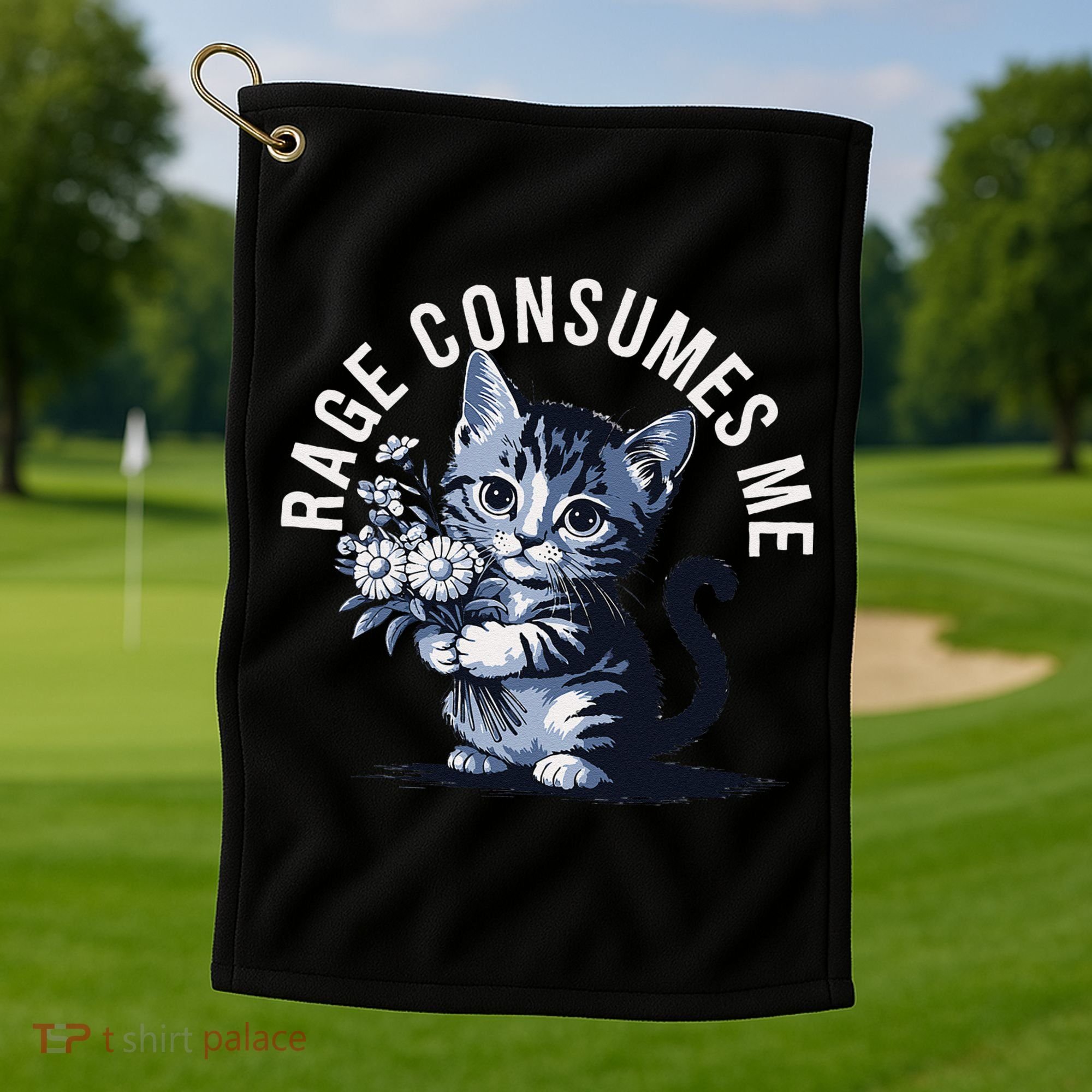 Rage Consumes Me Funny Cat Meme Golf Towel