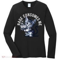 Rage Consumes Me Funny Cat Meme Women's Long Sleeve Shirt thumb 0