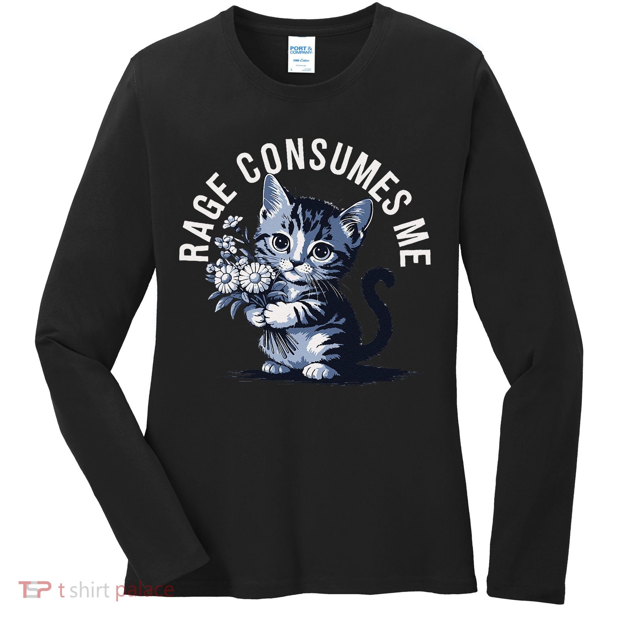 Rage Consumes Me Funny Cat Meme Women's Long Sleeve Shirt