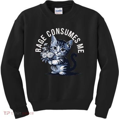Rage Consumes Me Funny Cat Meme Kids Sweatshirt