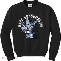 Rage Consumes Me Funny Cat Meme Kids Sweatshirt thumb 0
