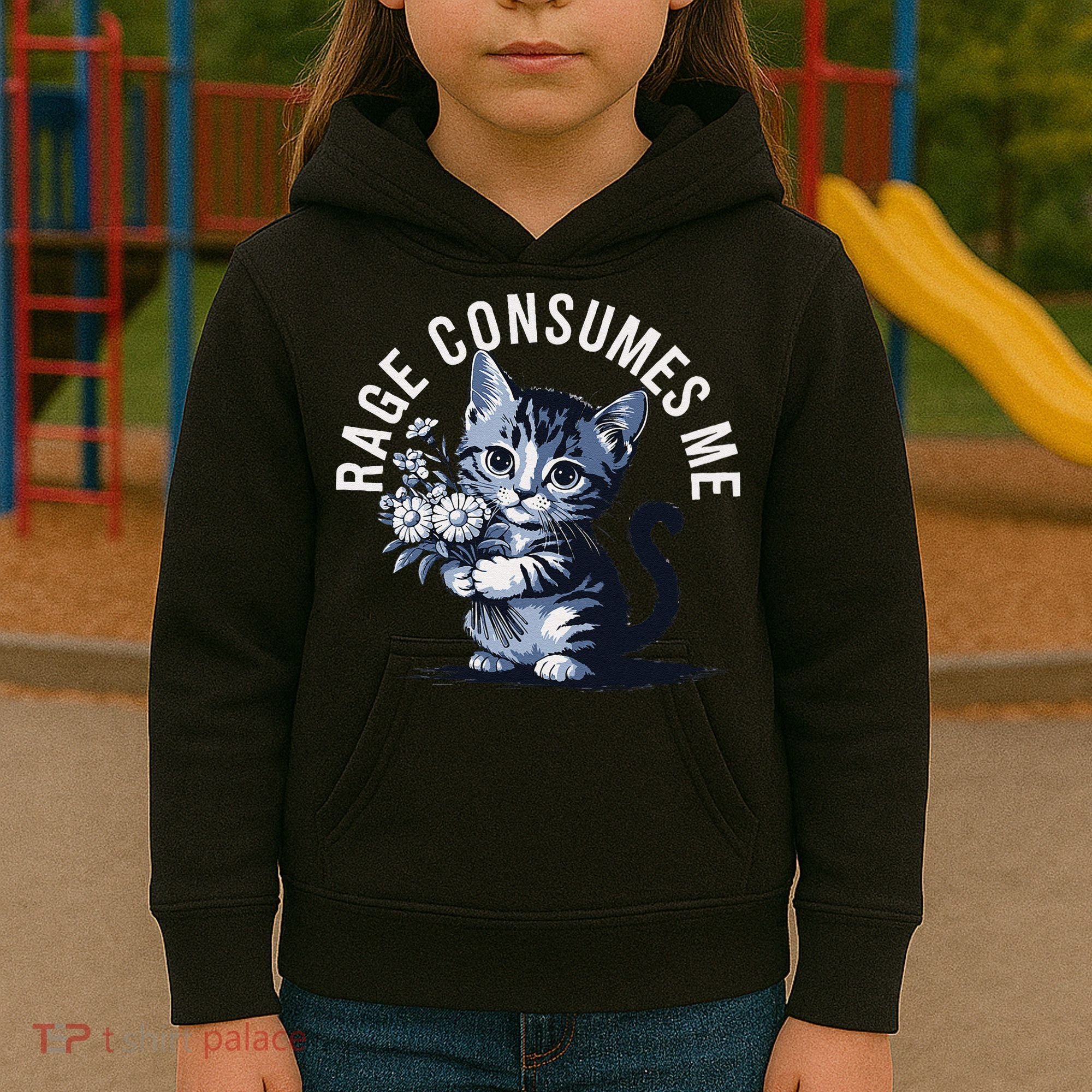 Rage Consumes Me Funny Cat Meme Kids Hoodie